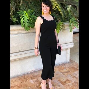 Wide leg cropped pants romper